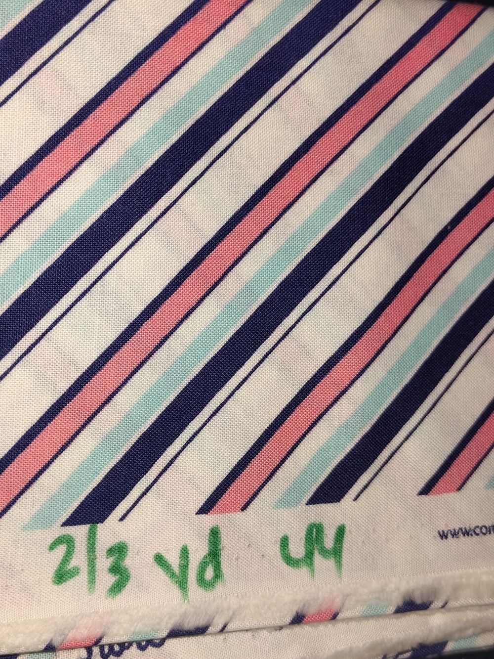Striped Cotton Fabric Panel in Navy, Pink, and Light Blue